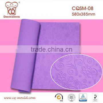 beautiful pruple color flower design fondant cake imprint silicone mat for cake decorating