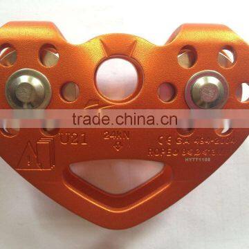 Aluminum Tandem Trolley Parallel Copper Cover Bearings Double Rescue Climbing Pulley