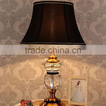 Clear K9 crystal table lamp with black lampshade
