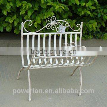 POWERLON Vintage Antique White Brush Black Metal Magazine Rack Wrought Iron Home Furniture photo-4
