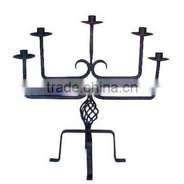 Wroght iron home decoration table top Black 5 arm candle holder