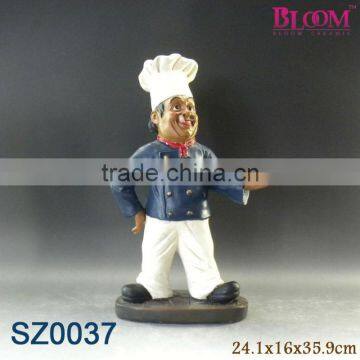 Famous hot seller resin chef figurines pizza plate for restaurant