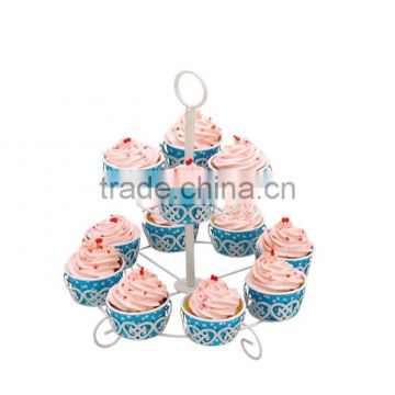 powder coated metal wire white 2-tier Round Shape Wire Cupcake Stand-cake tools-hold 12 cups of cake