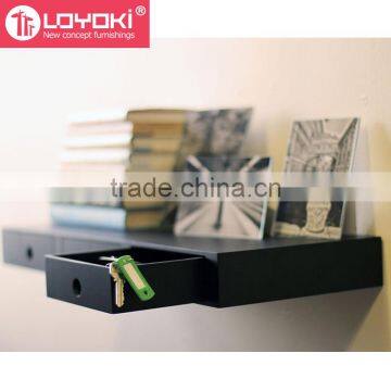 New Design MDF Wood Organizer Wall Decoration Floating Wall Mounted Multipurpose Floating Shelf With 3 Drawers photo-4