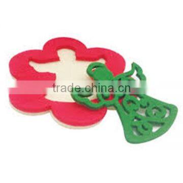 2017 green and red angel felt coaster for home decor made in China