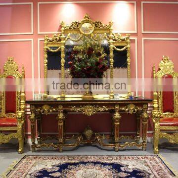 MD-0030-03 Antique Shinning Gold King Throne Chair With Lions Armrest photo-4