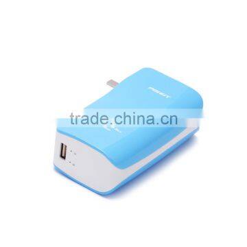 power bank with folding plug, 7500mAh, blue