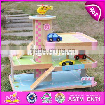 2017 New Products Lovely Pink Children Wooden Toy Garage for Cars W04B050 photo-6