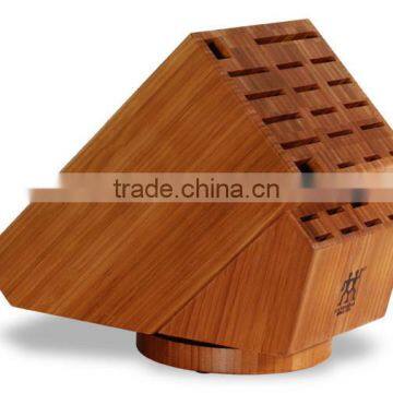 Rotating 24- Slots Solid Bamboo Knife block, Stand, holder