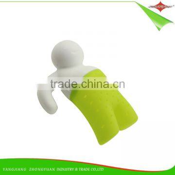 ZY-E3144 Hot Sales food grade Infuser Man shape Silicone Tea Strainers