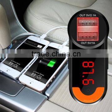 2016 hot mini LED Display Bluetooth handsfree Car FM Transmitter MP3 Player with USB Car Charger