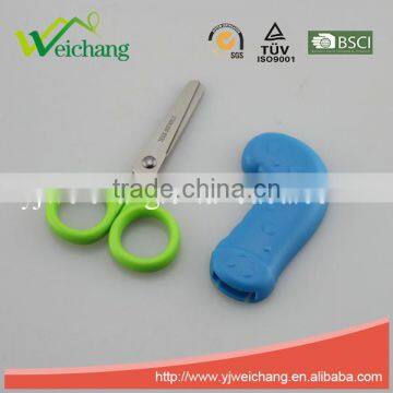 WCSC213 Premium Novelty Wholesale Soft Handle Colorful School Children Plastic Scissors With Funny Cover New Handle Design photo-2