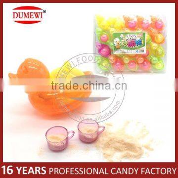 Crystal Duck Shape Kids Toys with Fruit Powder Candy & Tea Cup