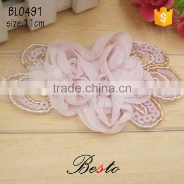 Wholesale custom kid fabric flower applique design for shirt