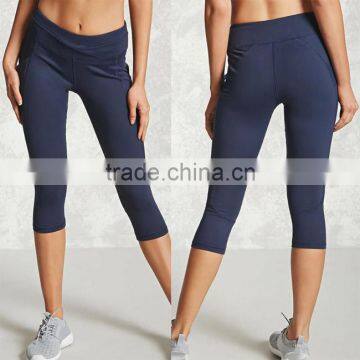 Active Sports Running Gym Women Capri Leggings Knee Length Tight Polyester Fashion Custom Made Compression Tights