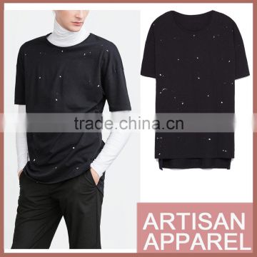 Paint splatter T-shirt with Round neck Short sleeves Fancy Design casual Bottom T-shirt For autumn