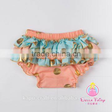 wholesale baby ruffle shorts children's clothing Gold polka dot Baby Bloomer