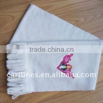 promotional good quality polar fleece scarf with embroidery