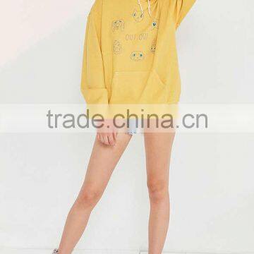 Hot Sale Popular Silence Noise Oui Nah Logo Printing Hoodie Sweatshirt Kangaroo Pocket Yellow Cute Hoody