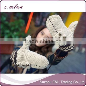 New fashion winter full finger girls knitted gloves cheap knit gloves knitted gloves