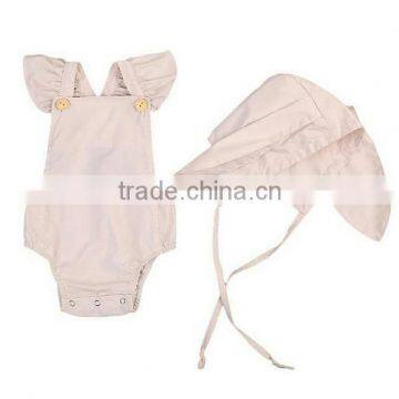 Wholesale Little Girls Clothes Newborn Baby Boutique Solid Cotton Romper For Kids photo-5