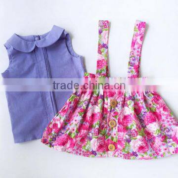 Boutique Children Cotton Flower Pattern Toddler Girl Summer Suspender Princess Dress photo-5