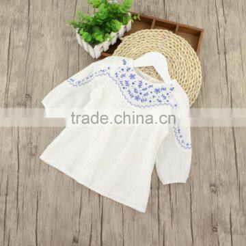 S33524W Girls Blouse Flower Embroidery Korea Style Sweet Blouses