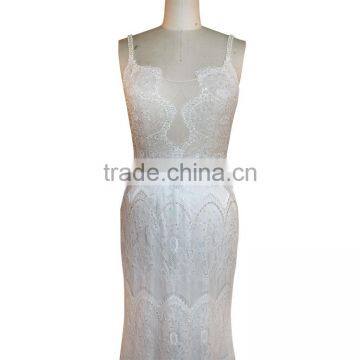 Spaghetti Strap Satin Wedding Dress Ivory Sheath/Column Dress photo-3