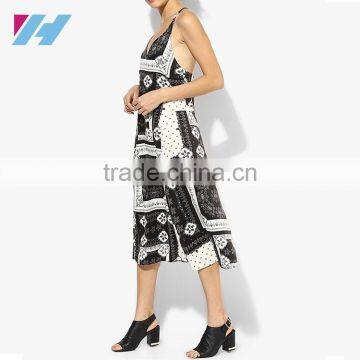 YIHAO New Fashion Apparel Women Bandana Printed Slip Dress Backless Spaghetti Strap Sexy Midi Dress photo-3