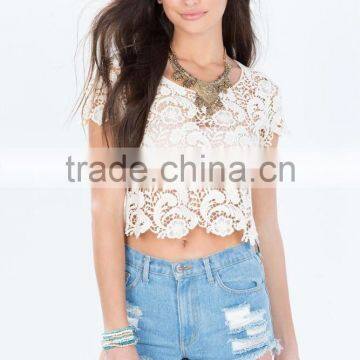 Adorable Round Neck Crochet Knitting Tops for Woman photo-2