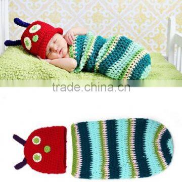 Photography Prop Crochet Baby Swaddle Cocoon Baby Sleeping Bag Knitted Baby Hat Photo Prop photo-3