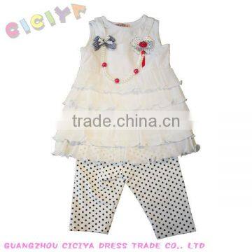 Lasted summer fashion dress children girls white chiffon fashion set in dresses