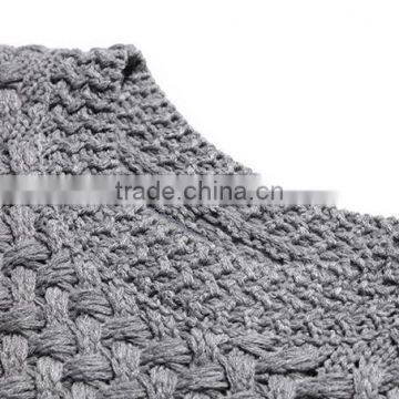 Simple Round Neck Gray Custom Knitting Mens Wool Sweater With Low Prices photo-5