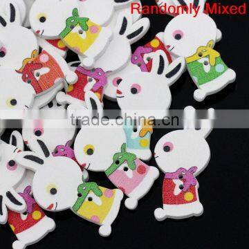 Cheap Wholesale Scrapbooking Rabbit Animal Mixed 2 Holes Wood Sewing Buttons photo-3