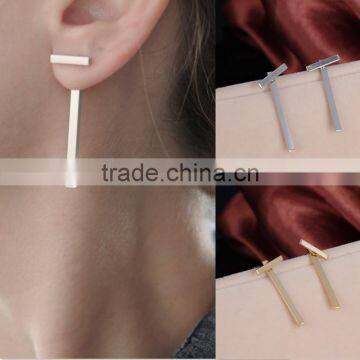 Punk Style T Shape Earrings Metal Bar Ear Stud