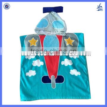 2015 Printed velour plain hooded poncho towels for kids