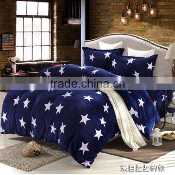 China Wholesale Big Stars Print Soft And Thermal Bedding Set Flannel Blanket