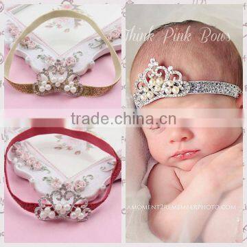 Girls Princess Crown Pearl Hair Band Crown Headband Tiaras children kids Hair Accessories