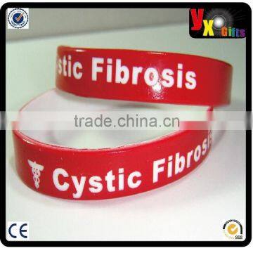 Medical Alert Silicone Wristband Bracelet Red/White Sz 8" Cystic Fibrosis/wedding decoration