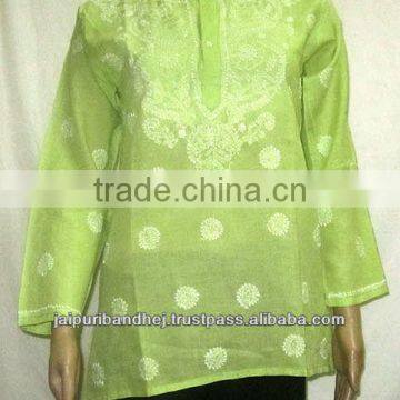 New Year Gift Wholesale Lot Latest Cotton Chikan Kurtis Tops Tunic Kurta
