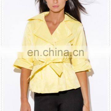 High Quality Lady Yellow Double Breasted Half Sleeve Jacket Nepal Low Price photo-2