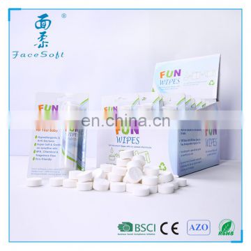 100% cotton disposable compressed tablet tissue compressed tissue