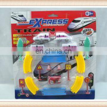 kids assemble Funny wind up express train toys with road sign railway toys