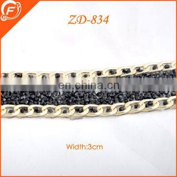 2014 classic metal beads chain with rhinestone for garments necklace decoration