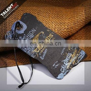 custom private printed brand name logo paper hand tags for jeans casual garment