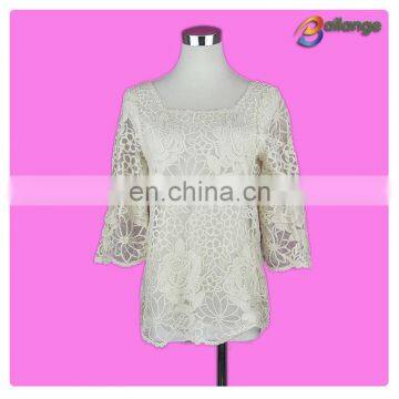 Bailange blouses & tops product type lace blouse new fashion hollow out cotton lace crochet top