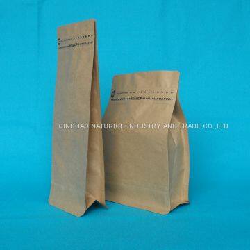 Laminated Kraft Paper Coffee Bag With Valve Cheap Recyclable Block Bottom Kraft Paper 250g 500g 1000g 1kg Custom Coffee Bags photo-5