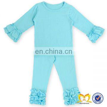 Blue Girls Ruffle Pants Set, Smocked Children Clothing Wholesale, Boutique Children Clothing