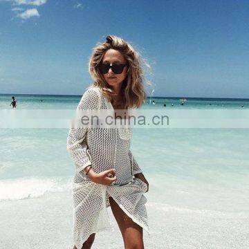 Beach Cover Up Mesh Swimwear Crochet Saida De Praia hollow Swimsuit Summer Dress Womens Lace Bathing Suit Cover-Ups pareo