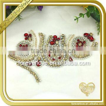 Blending beaded applique for bridel dress FHA-067